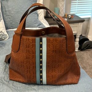 Fossil Maya Satchel Brown Multi